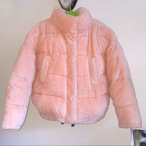 Urban Outfitters Pink Teddy Puffer